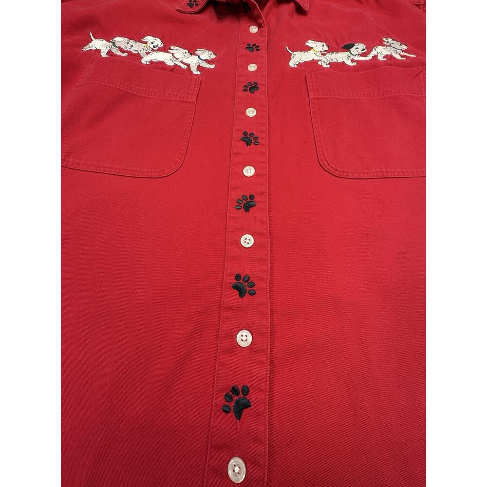 THE DISNEY CATALOG Women’s Size 2XL Vintage 101 Dalmations Embroidered Red Shirt - Picture 5 of 9